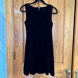 Black velvet sleeveless skater dress